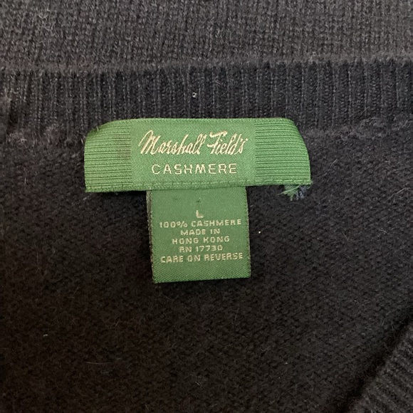Marshall Fields Cashmere Sweater Navy V-Neck - Picture 8 of 10